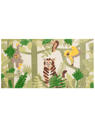 Beliani Kurzflor JANHTO in Bunt/Grün/Gelb - (W) 80 x (L) 150 cm