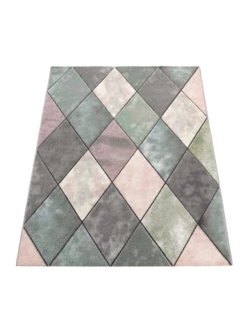 KADIMA DESIGN Teppich Kurzflor Rauten Wohnzimmer in Mehrfarbig