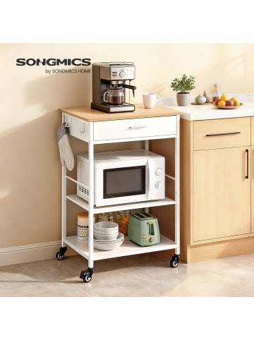 VASAGLE Küchenwagen Barnet in Beige-Weiß - (B)60 x (H)90 x (T)47 cm