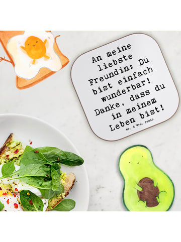 Mr. & Mrs. Panda Coaster Spruch Liebste Freundin mit Spruch in Weiß