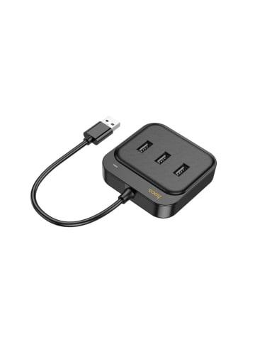 HOCO HOCO HUB-Adapter 4in1 USB auf USB2.0*3+RJ45 100 Mbit/s in Schwarz