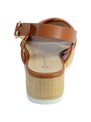 Divine Factory Sandale mit Keilabsatz TDF4108 Beige