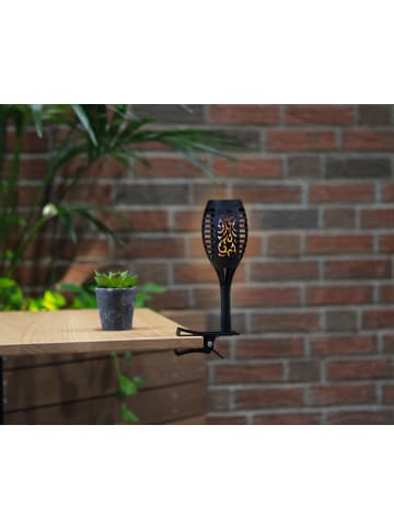 EASYmaxx Solar-Fackel LED 2er-Set 1,2V schwarz mit Erdspieß und Clip Schwarz