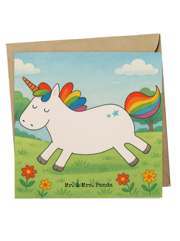 Mr. & Mrs. Panda Klappkarte Einhorn Happy Design ohne Spruch in Weiß