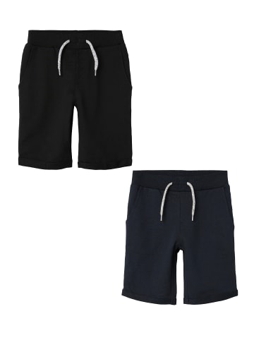 name it Shorts 2er-Set elastischer Bund in Schwarz-Navy-Grau