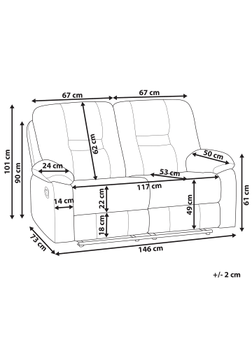 Beliani 2-Sitzer Sofa BERGEN in Weiß - (W) 146 x (H) 101 x (L) 73 cm