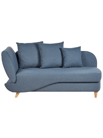 Beliani Chaiselongue MERI in Blau/Braun - (W) 155 x (H) 76 x (L) 69 cm linksseitig