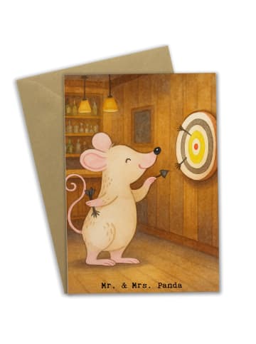 Mr. & Mrs. Panda Klappkarte Maus Dart spielen Design ohne Spruch in Weiß