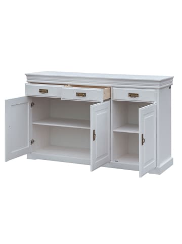 Feldmann-Wohnen Kommode Toskania Kiefer weiß (RAL 9003) / Natur gebeizt 140 / 43 / 88cm