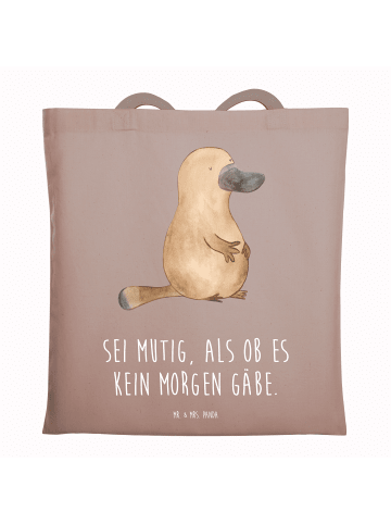 Mr. & Mrs. Panda Schultasche Schnabeltier Mut mit Spruch in Braun Pastell