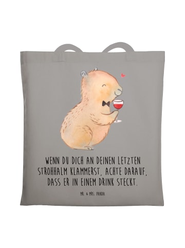 Mr. & Mrs. Panda Uni Tasche Capybara Wein mit Spruch in Light Grey
