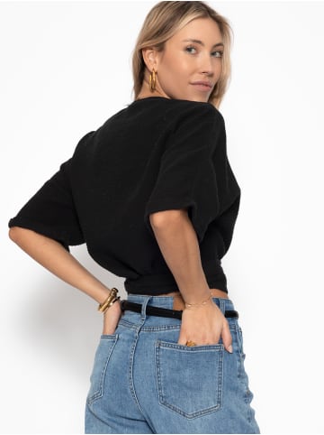 SASSYCLASSY Musselin Bluse zum Wickeln in schwarz