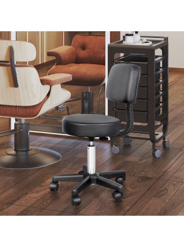 HOMCOM Salonhocker-Φ35 x H(72-84)cm-Schwarz