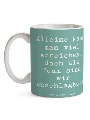 Mr. & Mrs. Panda Keramiktasse Spruch Im Team zuMenschmenarbeiten mi... in Meeresbrise