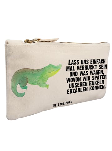 Mr. & Mrs. Panda Kulturbeutel Krokodil mit Spruch in Weiß
