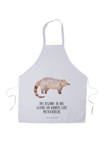 Mr. & Mrs. Panda Schürze Nasenbär mit Spruch in Weiß