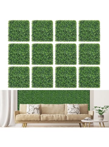 COSTWAY Künstliche Hecke Pflanzenwand 12 Stk. 50x50cm in Grün