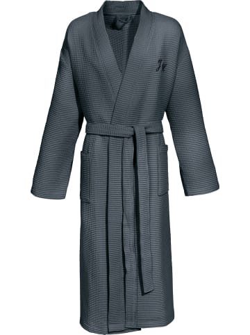 Erwin Müller Piqué Unisex-Bademantel lang Hohenfels in anthrazit