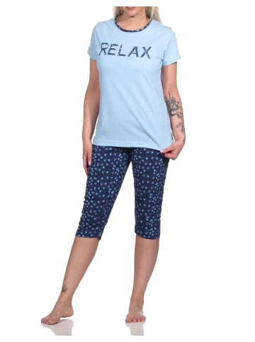NORMANN Capri Pyjama Schlafanzug "RELAX" - 74828 in blau