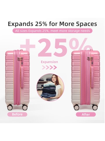 ABRIHOME Koffer set mit Reisetaschen und TSA-Schloss in Rosa