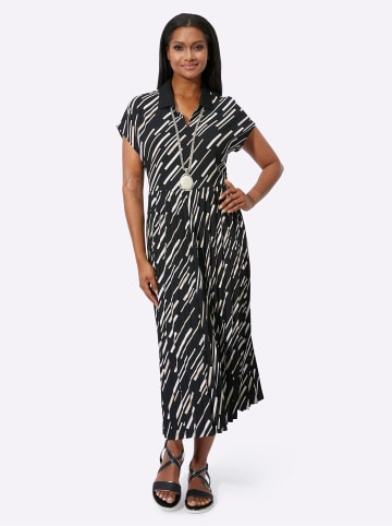 WITT WEIDEN Plisseekleid in schwarz-sand-bedruckt