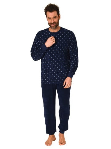 NORMANN Frottee Schlafanzug Pyjama lang Bündchen - 75347 in marine