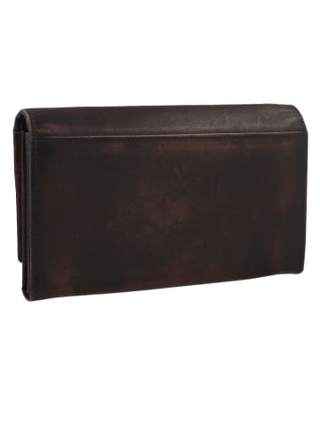 Greenburry Destressed Geldbörse RFID Schutz Leder 13 cm teak brown