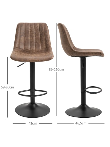 HOMCOM Barstuhl-43L x 46,5B x 110H cm-Braun