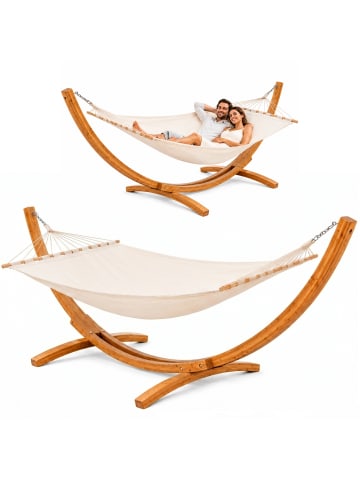 AMANKA XXL Hängematte mit Holzgestell 325 cm - Outdoor Set für 2 Personen bis 150 kg