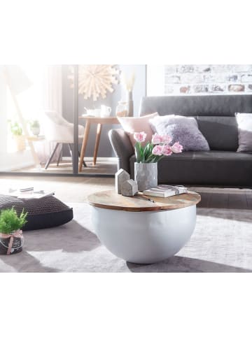 FineBuy Couchtisch in Weiß / Mango / 60x60x34