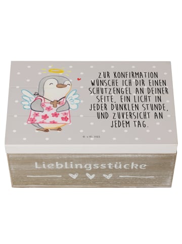 Mr. & Mrs. Panda Holzkiste Pinguin Konfirmation mit Spruch in Grau Pastell