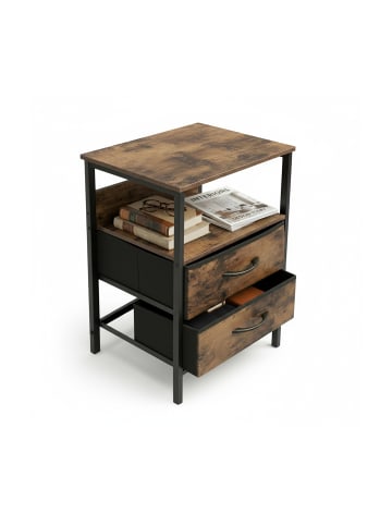 relaxdays Beistelltisch in Braun/ Schwarz - (B)40 x (H)60 x (T)30 cm