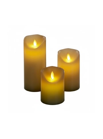 relaxdays 3 x LED Kerzen in Creme