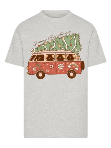 F4NT4STIC T-Shirt Groovy Weihnachten Camper Van in grau meliert