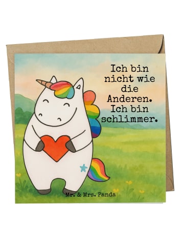 Mr. & Mrs. Panda Einladungskarte Einhorn Herz Design mit Spruch in Weiß