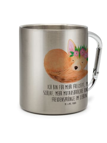 Mr. & Mrs. Panda Tasse Wüstenfuchs Blumen mit Spruch in Silber