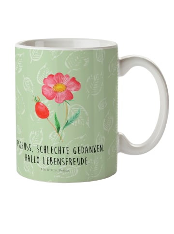 Mr. & Mrs. Panda Tasse Blume HageRundunge mit Spruch in Blattgrün