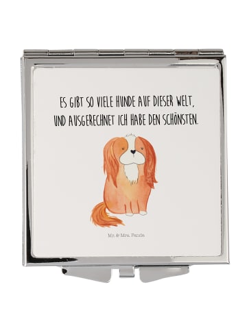 Mr. & Mrs. Panda Handtaschenspiegel quadratisch Hund Cavalier Ki... in Weiß