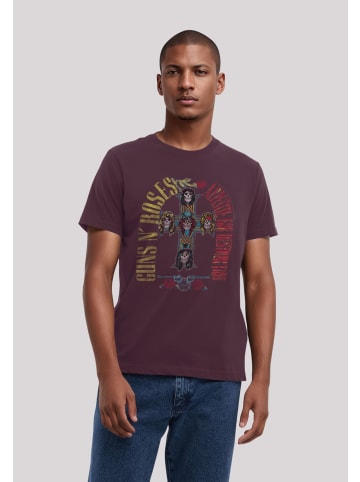 F4NT4STIC T-Shirt Guns N' Roses Skull Rock Band Merch in maroon
