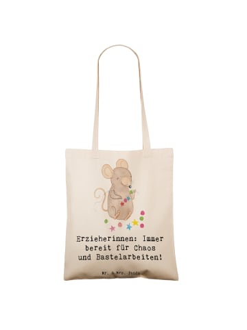 Mr. & Mrs. Panda Tote Bag Erzieherin Chaos mit Spruch in Creme