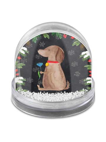 Mr. & Mrs. Panda Schneekugel Weihnachten Hund Blume mit Spruch in Kreidetafel