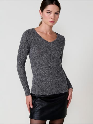 KOROSHI Langärmliges glänzendes Damen-T-Shirt in grau