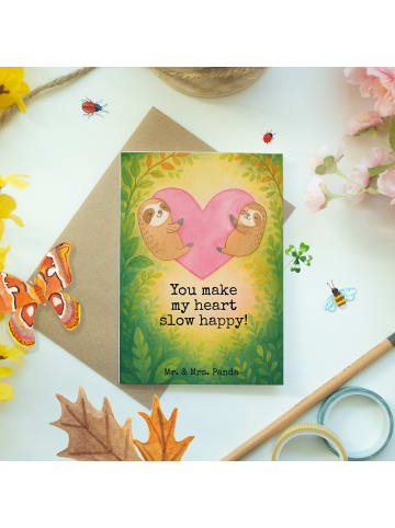 Mr. & Mrs. Panda Grußkarte Faultiere Herz Design mit Spruch in Weiß