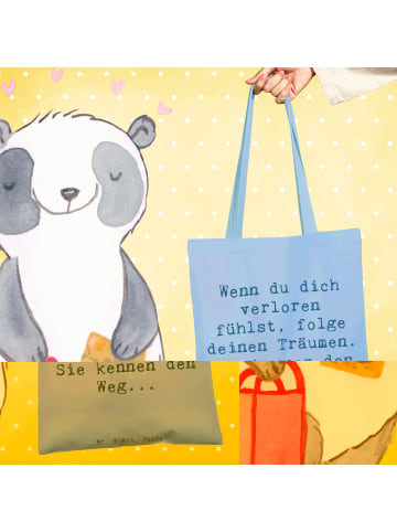 Mr. & Mrs. Panda Tote Bag Spruch Selbstzweifel und Träume mit Sp... in Sky Blue