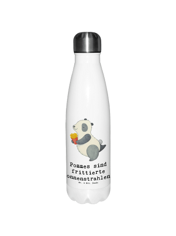 Mr. & Mrs. Panda Trinkflasche Panda beflügelt Pommes mit Spruch in Weiß