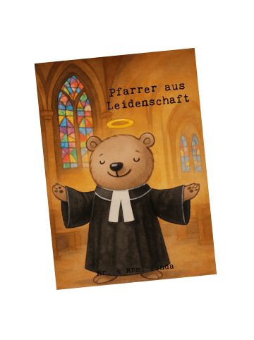 Mr. & Mrs. Panda Postkarte Pfarrer Leidenschaft Design mit Spruch in Weiß
