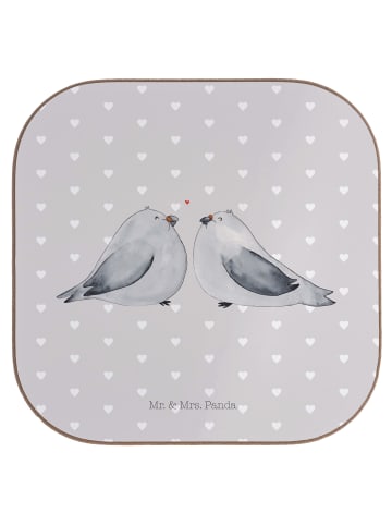 Mr. & Mrs. Panda Untersetzer Turteltauben Liebe ohne Spruch in Grau Pastell