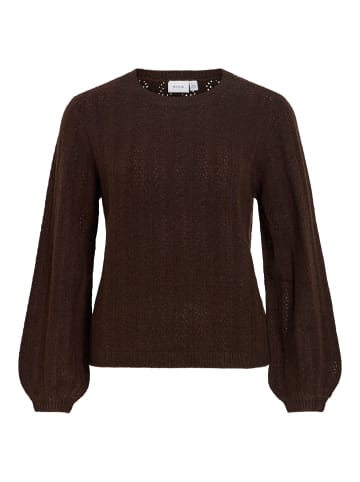 Vila Eleganter Pullover Strickmuster Ballonärmel in Braun