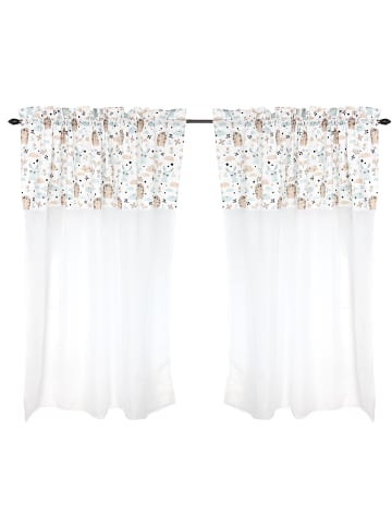 TupTam Kinderzimmer Voile Vorhänge mit Tunnelzug Set in beige/blau