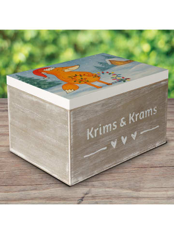 Mr. & Mrs. Panda Holzkiste Fuchs Weihnachten Design ohne Spruch in Weiß